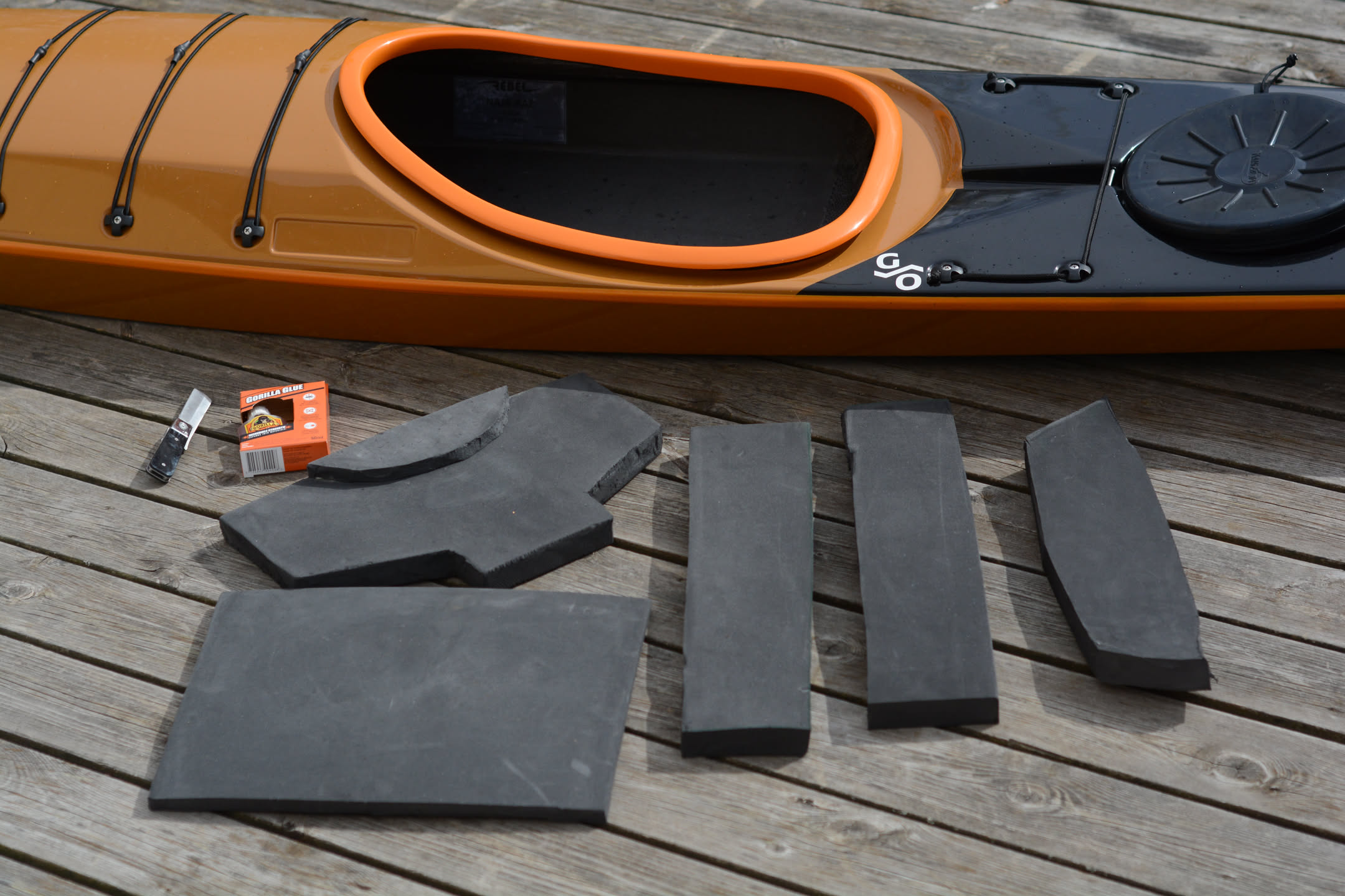 Foam for kayak outfitting setup